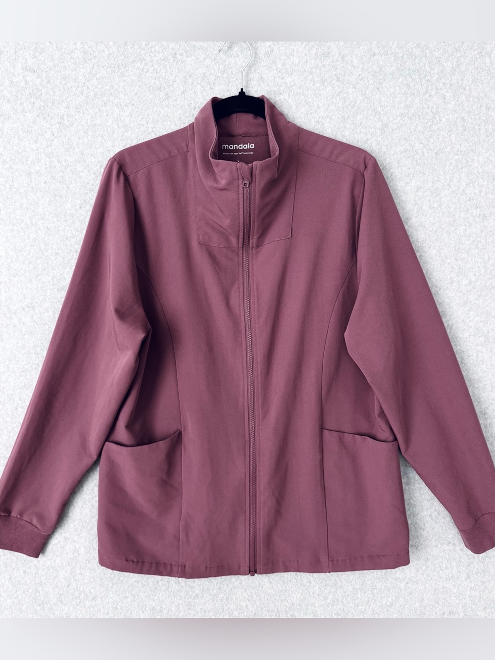 Mandala Scrub Jacket Womens Large Full Zip Dusk Mauve Nursing Dental Healthcare